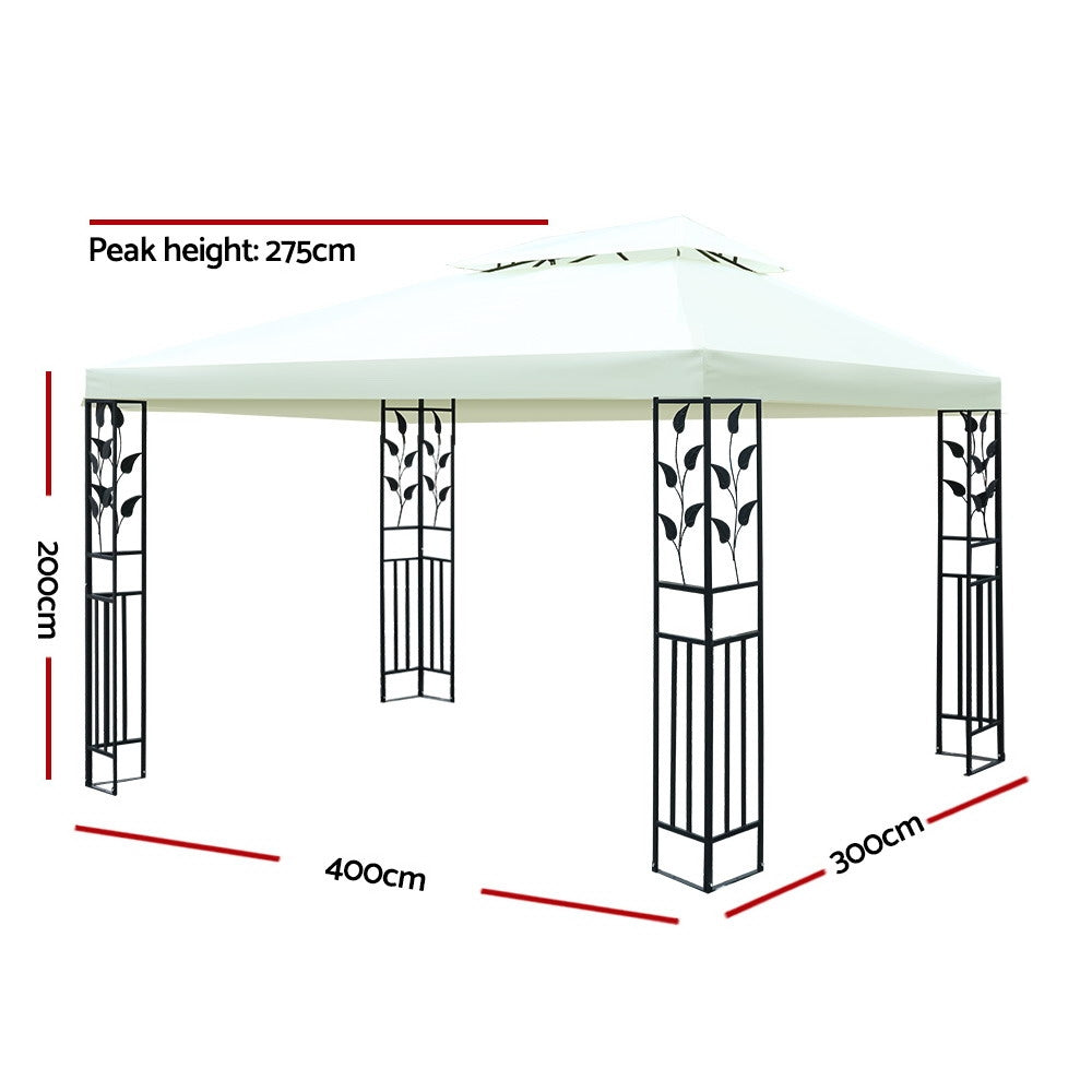 Instahut Gazebo 4x3m Party Marquee Outdoor Wedding Event Tent Iron Art Canopy