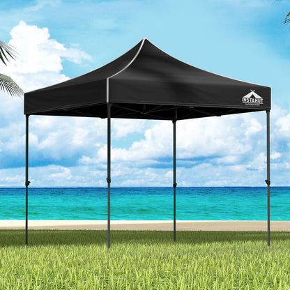 Instahut Gazebo Pop Up Marquee 3x3m Outdoor Tent Folding Wedding Gazebos Black