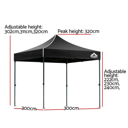 Instahut Gazebo Pop Up Marquee 3x3 Outdoor Wedding Base Pod Kit Black