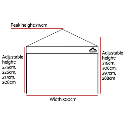 Instahut Gazebo Pop Up Marquee 3x3 Outdoor Wedding Base Pod Kit White