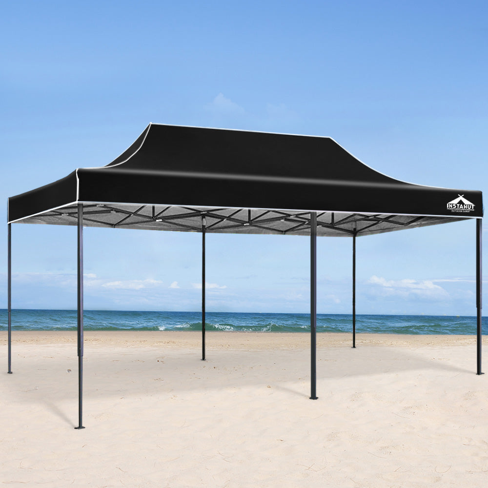 Instahut Gazebo Pop Up Marquee 3x6m Outdoor Tent Folding Wedding Gazebos Black