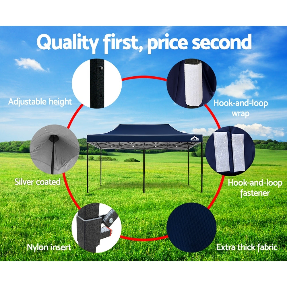 Instahut Gazebo Pop Up Marquee 3x6m Outdoor Tent Folding Wedding Gazebos Navy