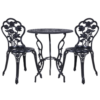 Gardeon 3PC Outdoor Setting Cast Aluminium Bistro Table Chair Patio Black