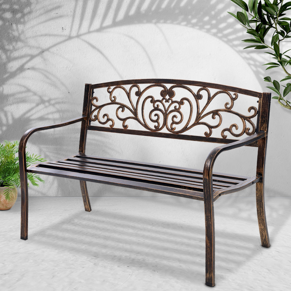 Gardeon Cast Iron Garden Bench - Bronze