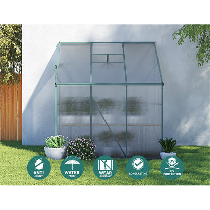 Greenfingers Greenhouse Aluminium Polycarbonate Green House Garden Shed1.9x1.27M