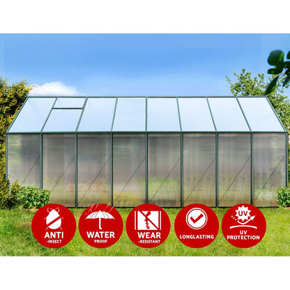 Greenfingers Aluminium Greenhouse Polycarbonate Green House Garden Shed 5.1x2.44M