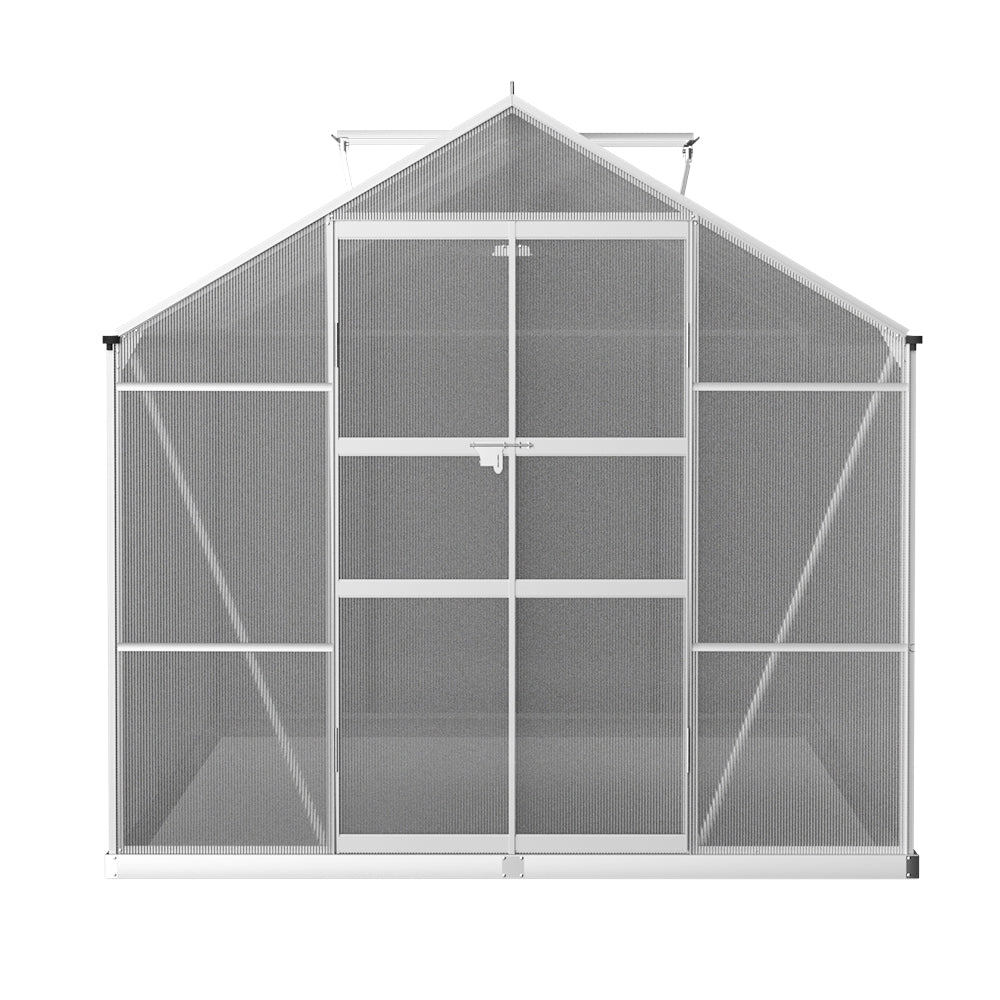 Greenfingers Greenhouse Aluminium Polycarbonate Green House Garden Shed 3x2.5M