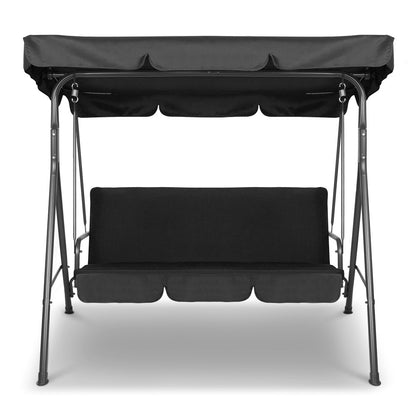 Gardeon Outdoor Furniture Swing Chair Hammock 3 Seater Bench Seat Canopy Black