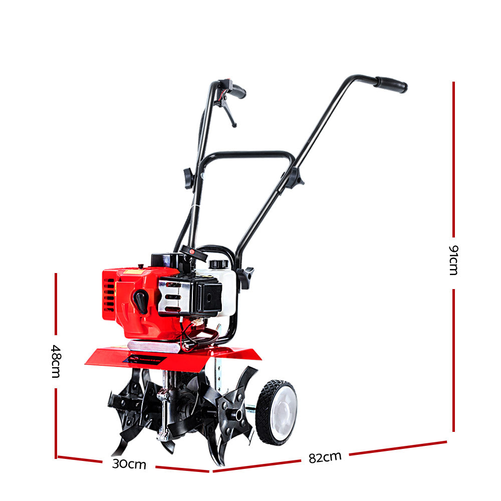 Giantz 88CC Petrol Garden Cultivator Tiller Rotary Hoe 4 Tine Rototiller