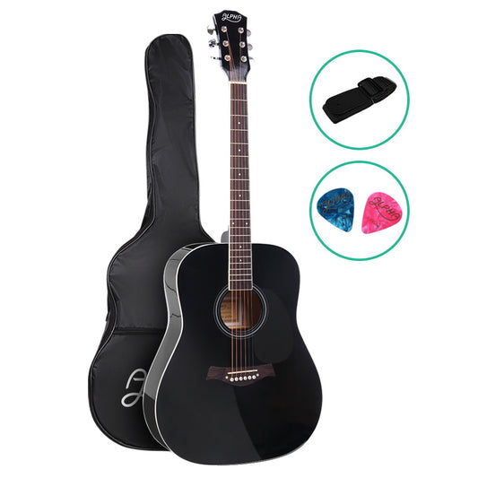 ALPHA 41 Inch Wooden Acoustic Guitar Black