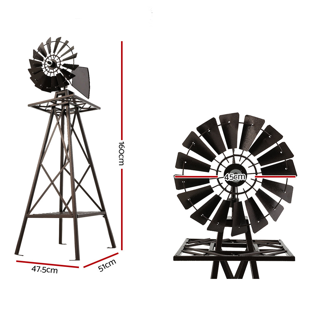 Garden Windmill 160cm Metal Ornaments Outdoor Decor Ornamental Wind Mill