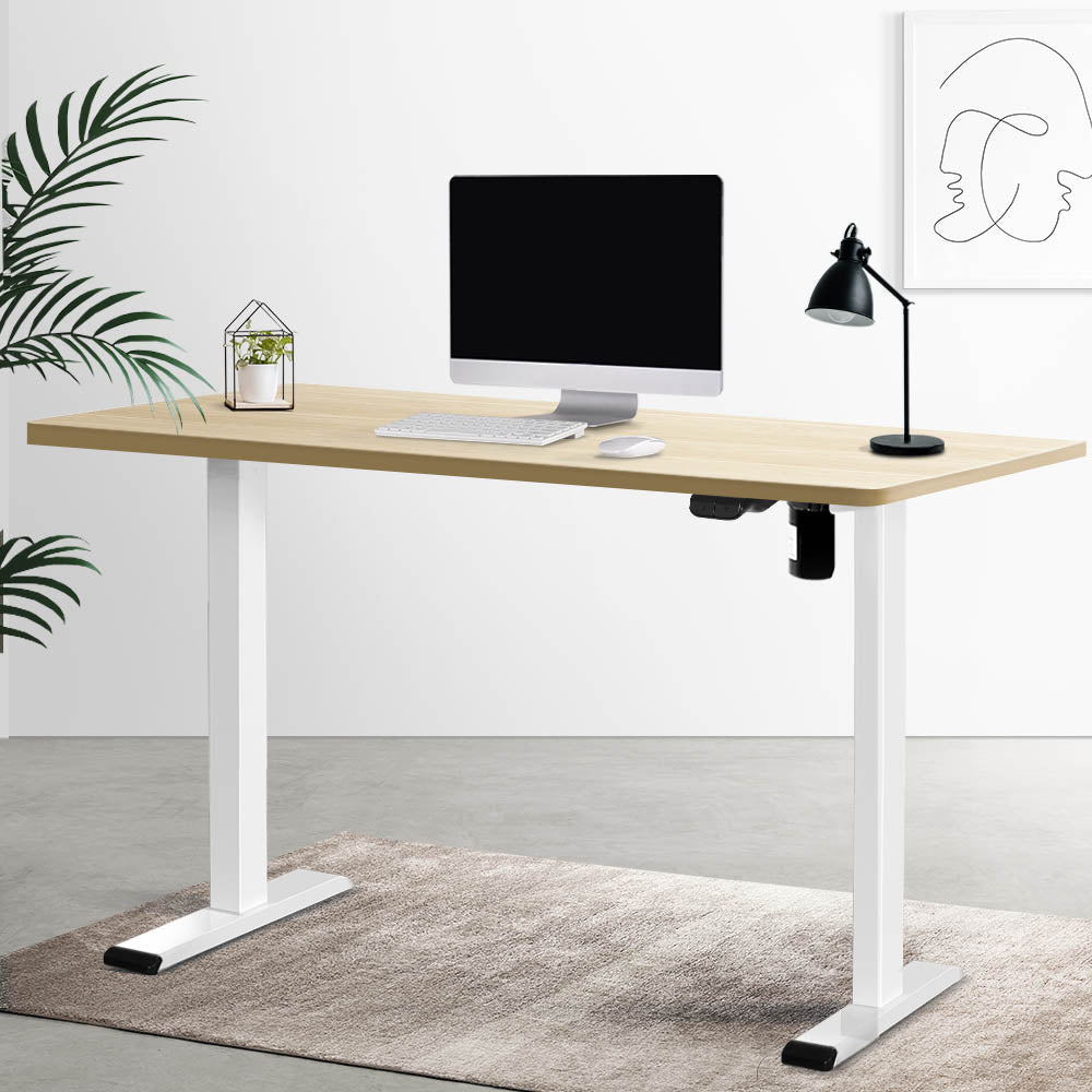 Artiss Electric Standing Desk Motorised Adjustable Sit Stand Desks White Oak