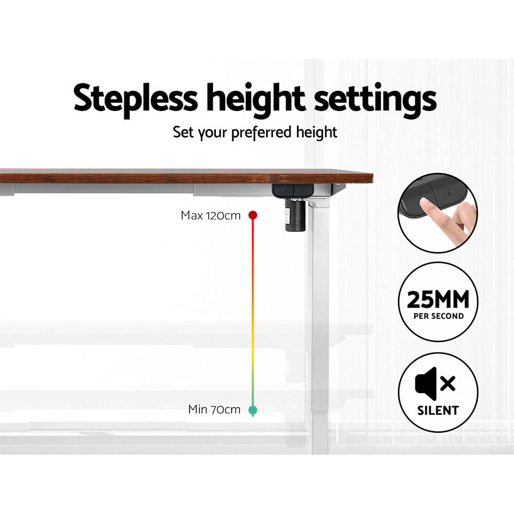 Artiss Electric Standing Desk Motorised Sit Stand Desks Table White Brown 140cm