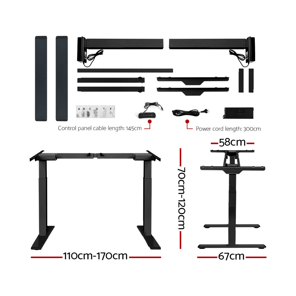 Artiss Standing Desk Electric Height Adjustable Sit Stand Desks Black Oak 140cm