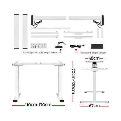 Artiss Standing Desk Electric Height Adjustable Sit Stand Desks Table White