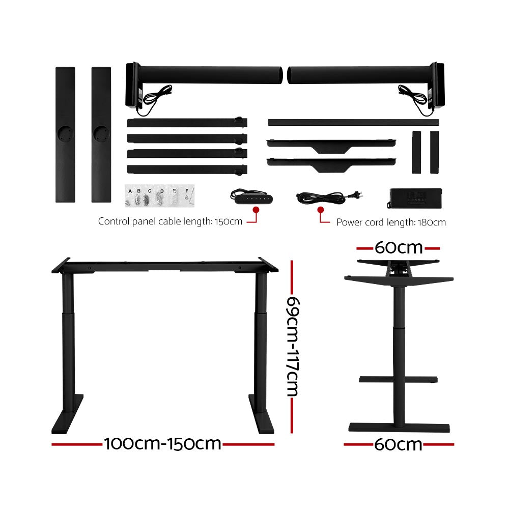 Artiss Electric Standing Desk Height Adjustable Sit Stand Desks Black 140cm