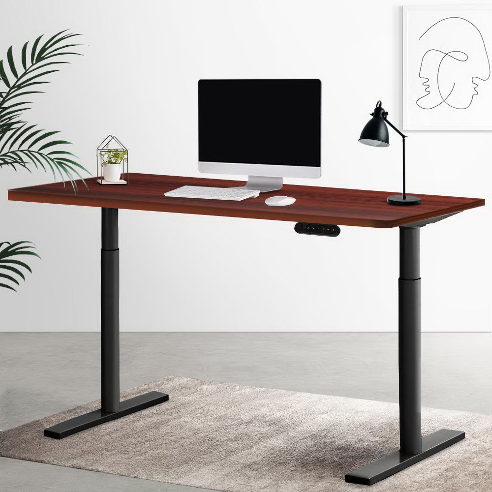 Artiss Electric Standing Desk Motorised Adjustable Sit Stand Desks Black Walnut