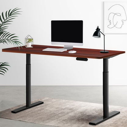 Artiss Electric Standing Desk Motorised Adjustable Sit Stand Desks Black Walnut