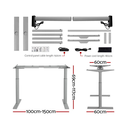 Artiss Electric Standing Desk Motorised Adjustable Sit Stand Desks Grey Brown