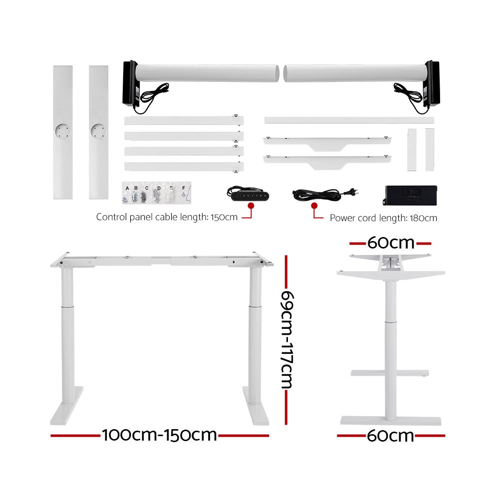 Artiss Electric Standing Desk Height Adjustable Sit Stand Desks White Oak