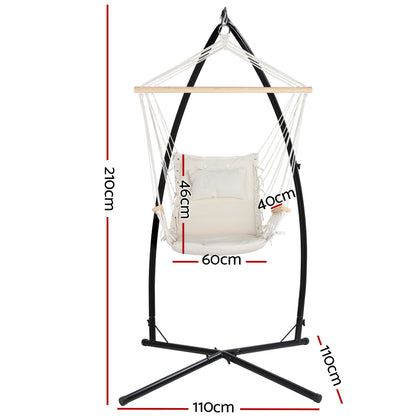 Gardeon Outdoor Hammock Chair with Steel Stand Hanging Hammock Beach Cream