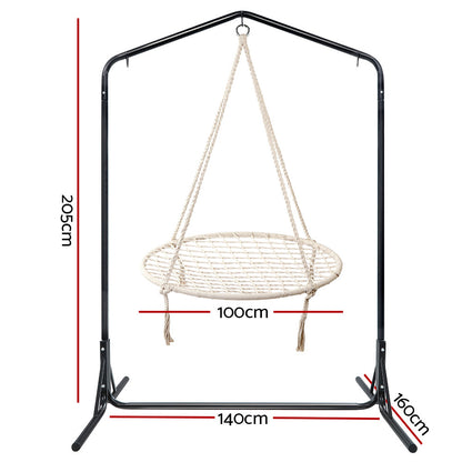 Gardeon Hammock Chair Kids Swing with Stand 100cm - Cream