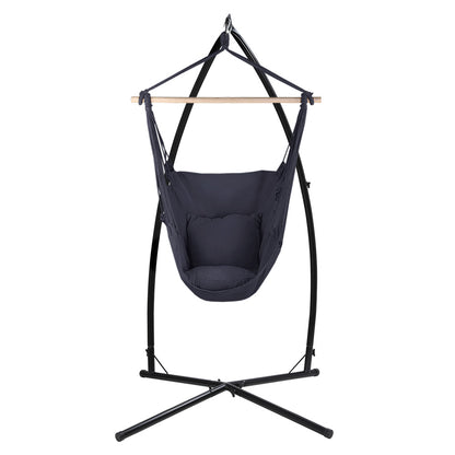 Gardeon Outdoor Hammock Chair with Steel Stand Hanging Hammock with Pillow Grey