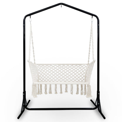 Gardeon Double Swing Hammock Chair with Stand Macrame Outdoor Bench Seat Chairs