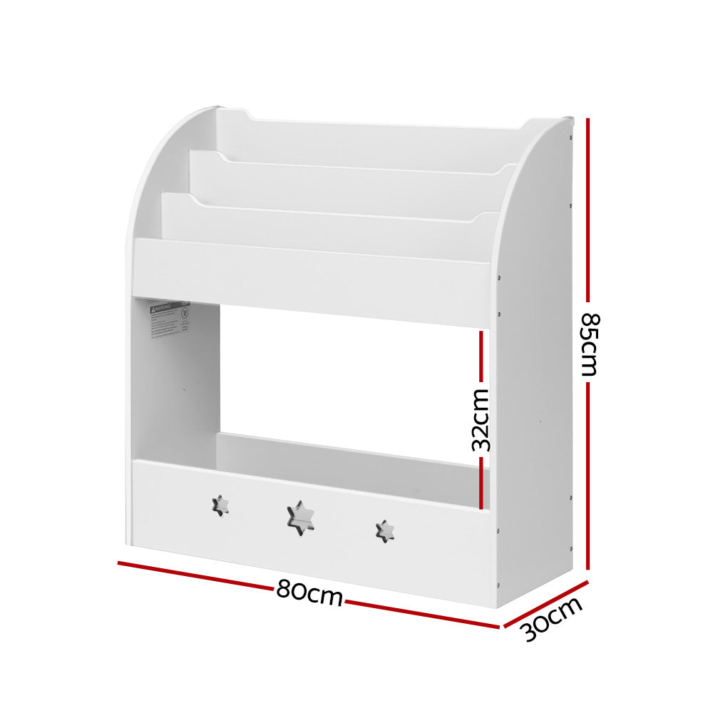 Keezi Kids Bookshelf Children Toy Storage Magazine Rack Organiser Bookcase White