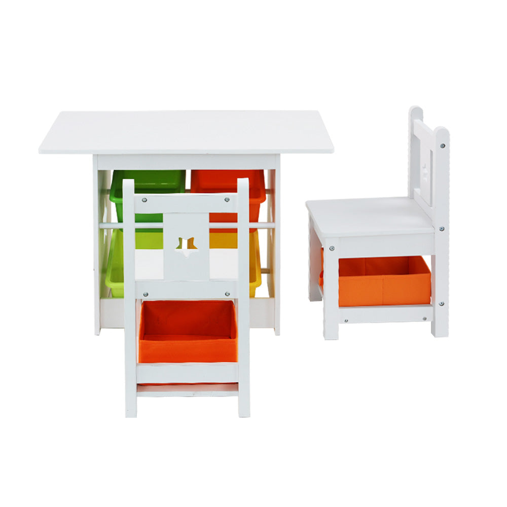 Keezi 3 PCS Kids Table and Chairs Set Children Furniture Play Toys Storage Box