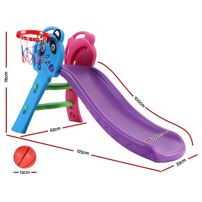 Keezi Kids Slide with Basketball Hoop Outdoor Indoor Playground Toddler Play