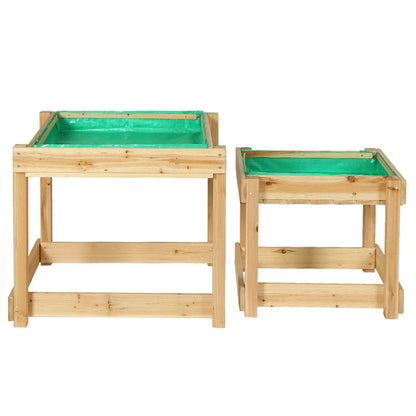 Keezi Kids Sandpit Sand and Water Wooden Table with Cover Outdoor Sand Pit Toys