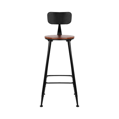 Set of 2 Artiss Bar Stools Pinewood Metal - Black and Wood