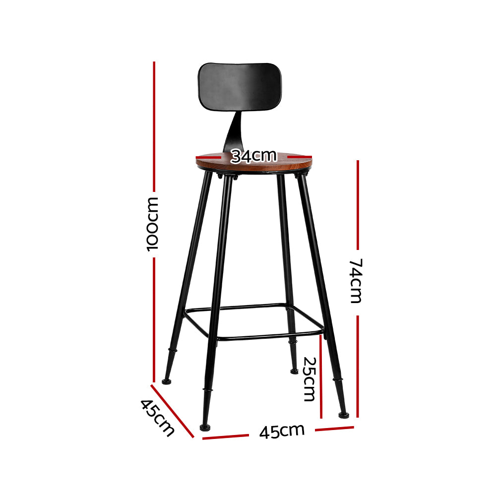 Artiss 4x Vintage Industrial Bar Stool Retro Barstools Dining Chairs Kitchen