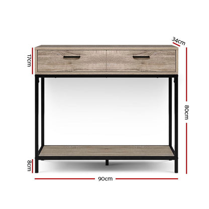 Artiss Hallway Console Table Hall Side Entry Display Desk Drawer Storage Oak