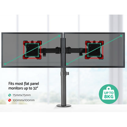 Artiss Monitor Arm Mount Dual 32" Black