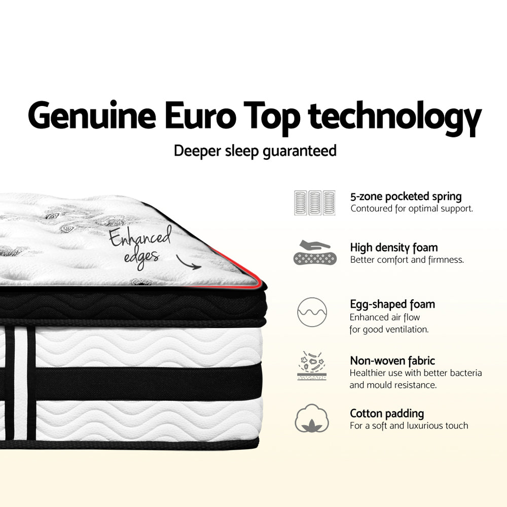 Giselle Bedding Algarve Euro Top Pocket Spring Mattress 34cm Thick King Single