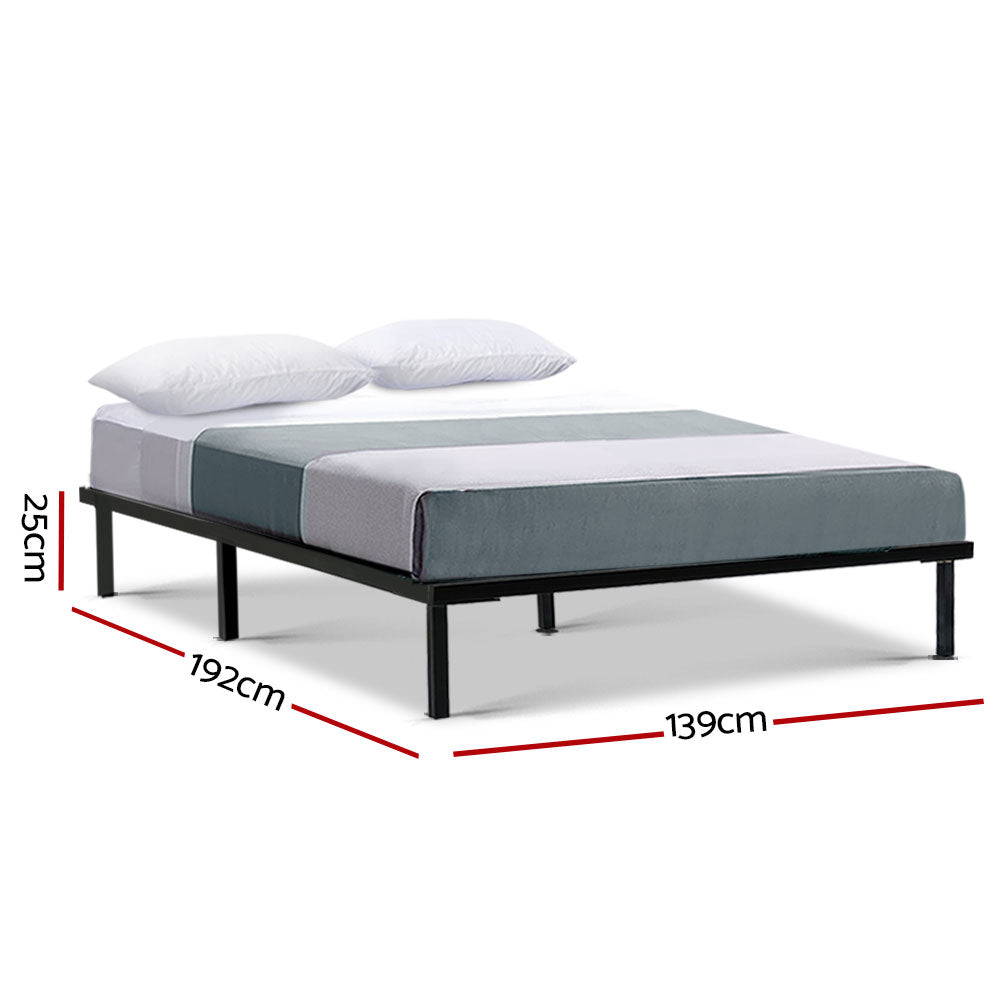 Artiss Metal Bed Frame Double Size Mattress Base Platform Wooden Black TED