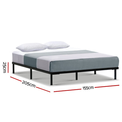 Artiss Metal Bed Frame Queen Size Bed Base Platform Foundation Wooden Black TED