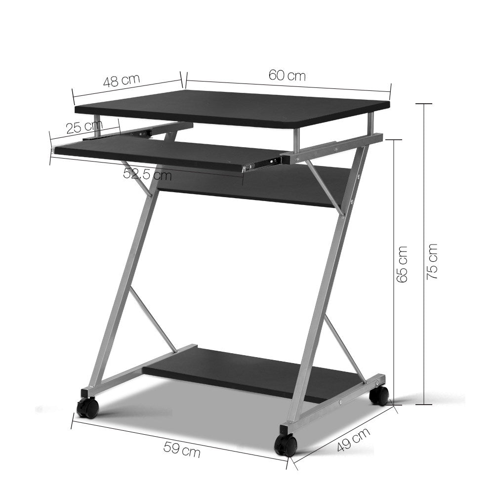 Artiss Metal Pull Out Table Desk - Black