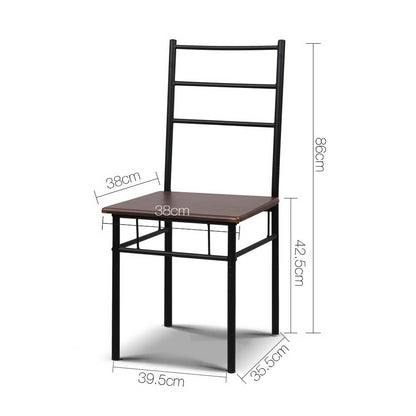 Artiss Metal Table and Chairs - Walnut & Black