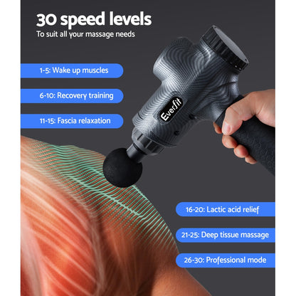 Everfit Massage Gun 6 Heads Massager Electric LCD Vibration Relief Percussion