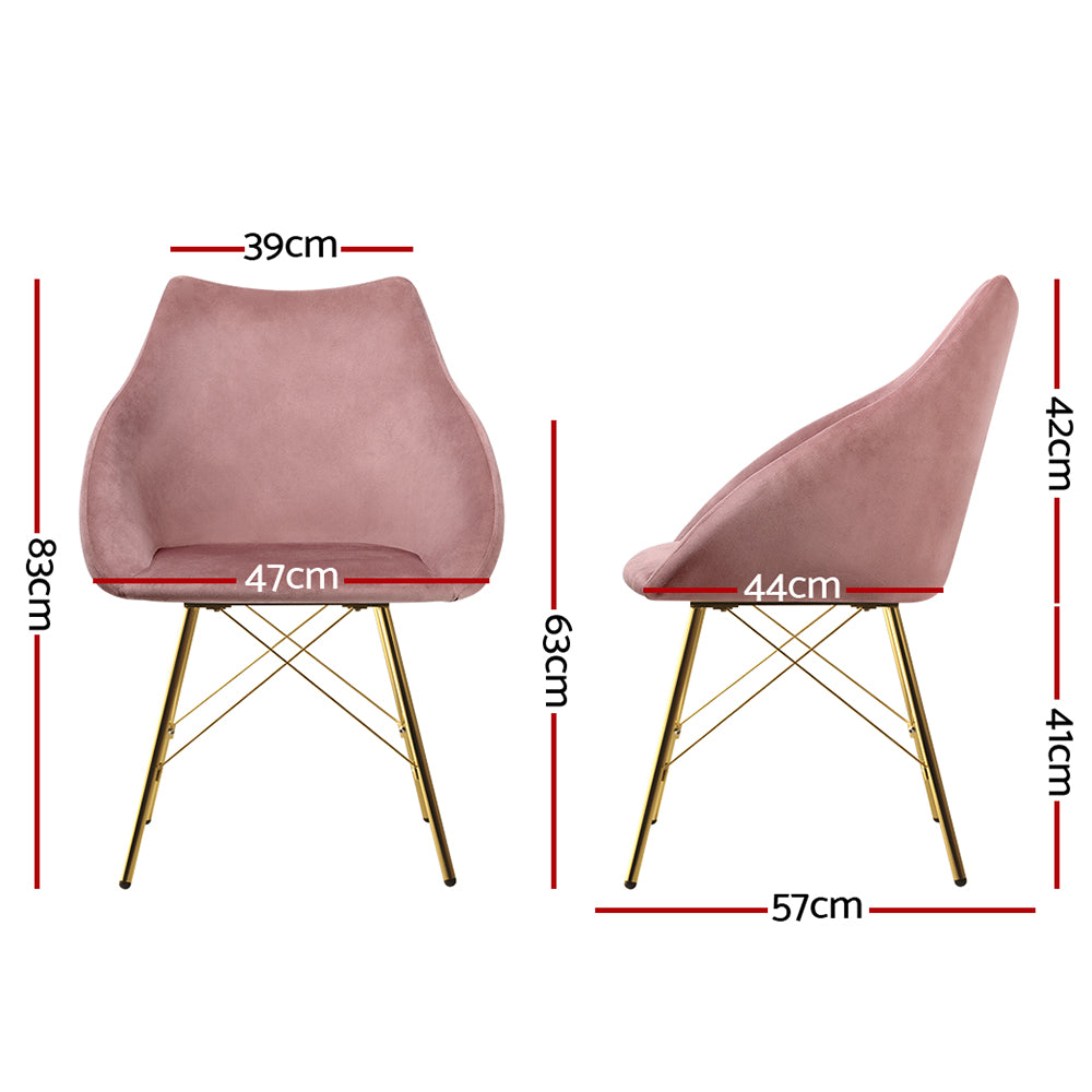 Artiss Set of 2 Valisa Dining Chairs Kitchen Chairs Upholstered Velvet Pink