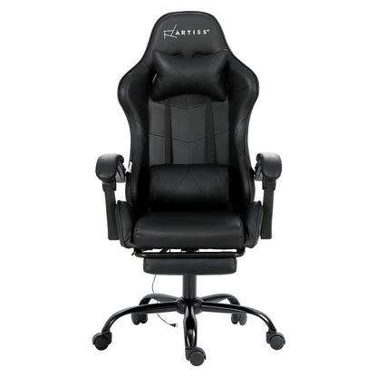 Artiss Gaming Chairs Massage Racing Recliner Leather Office Chair Footrest Black