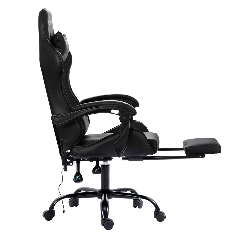 Artiss Gaming Chairs Massage Racing Recliner Leather Office Chair Footrest Black