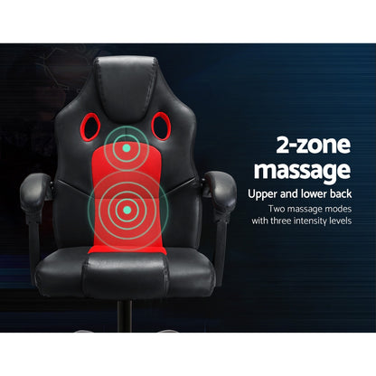 Artiss Massage Office Chair Gaming Computer Seat Recliner Racer Red