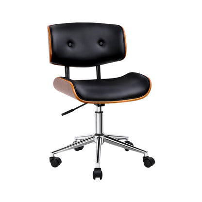 Artiss Wooden Office Chair Black Leather