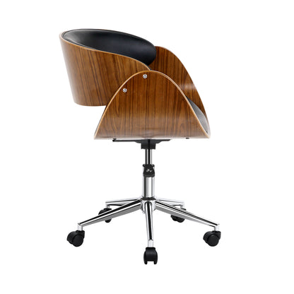 Artiss Office Chair Wooden and Leather Black