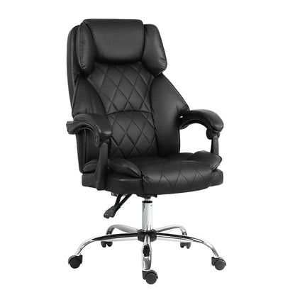 Artiss Executive Office Chair Leather Gaming Computer Desk Chairs Recliner Black