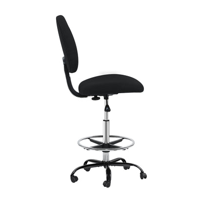 Artiss Office Chair Veer Drafting Stool Fabric Chairs Black